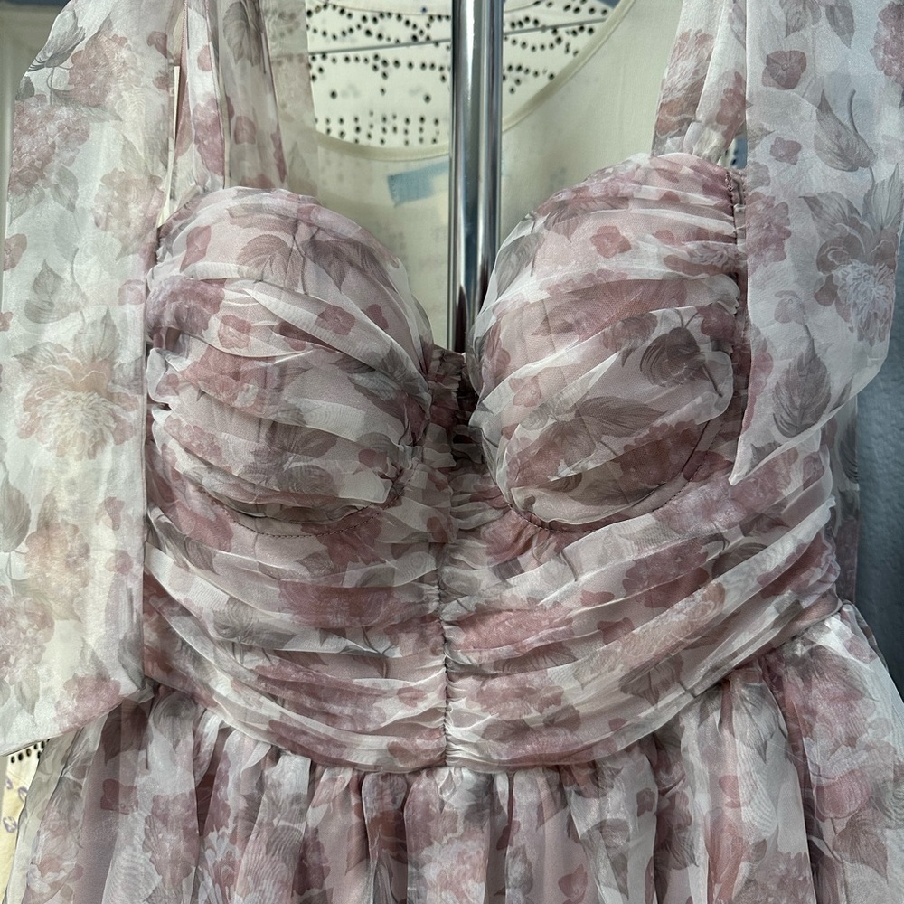 Petal & Pup Floret Bow Strap Midi Sundress in Pink/purple - Picture 6 of 9